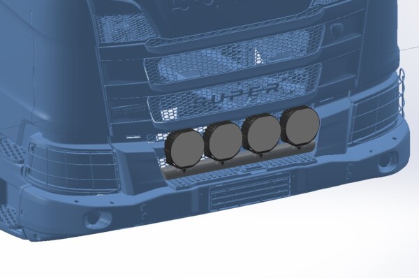 Kuvassa Lisävaloteline maskiin Scania NextGen XT