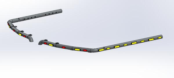 Kuvassa Lisävaloteline taakse/ peräpuntin päälle Doosan DX225LC-7 (ilman peltisuojaa)