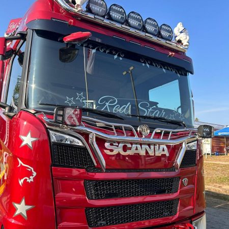 Kuvassa Koristeputki lintuverkolla Scania NextGen 2017-